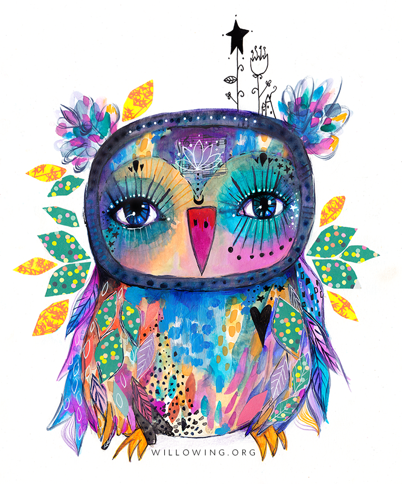 Owl A4 Original Artwork /'Guardian.../'