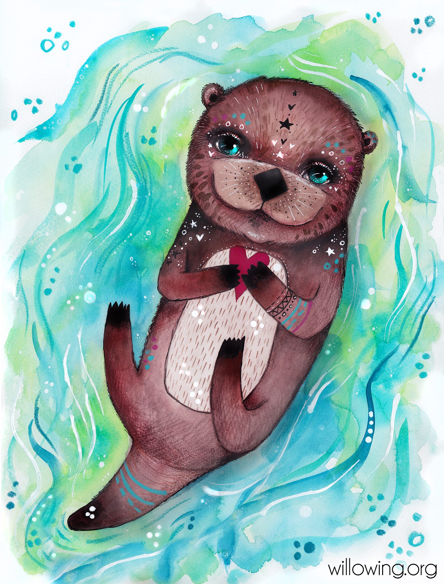 Sottobicchiere Umoristico 'Otterly Wasted' In Melamina Con Sughero, 10x10 Cm, Regalo Divertente