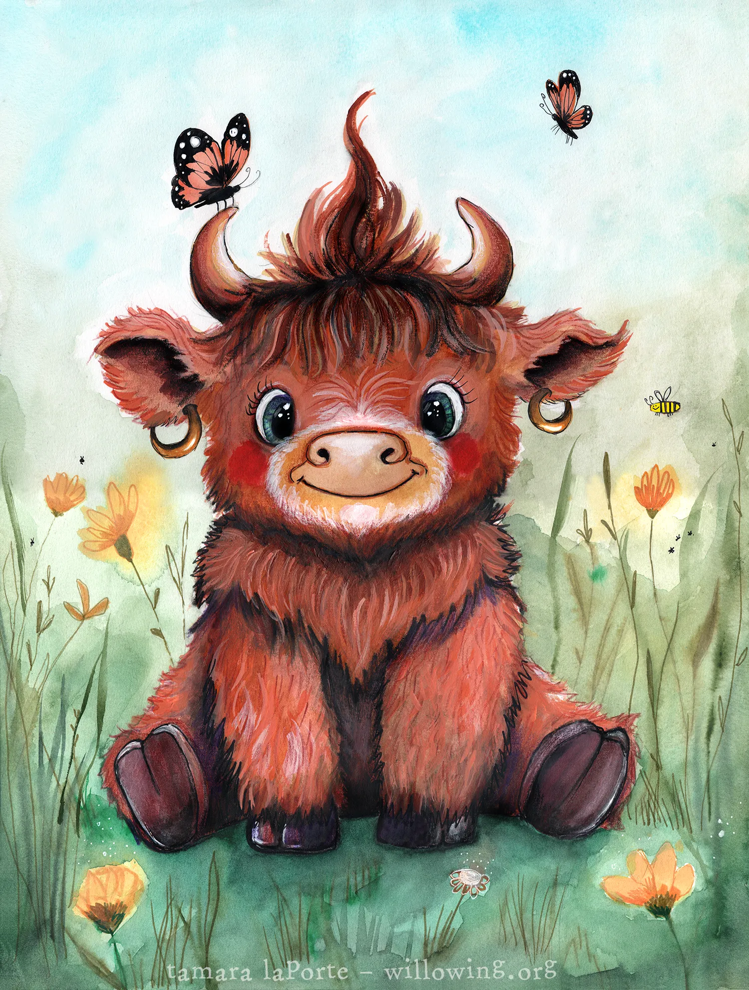 Cute Highland Cow - Original Painting