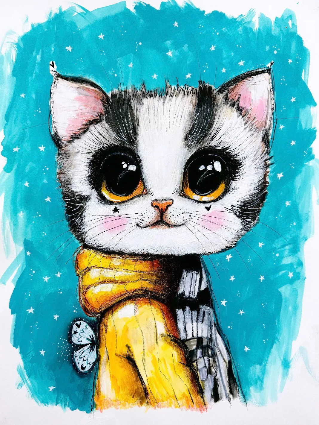 Kitty in Yellow Coat - Original Painting